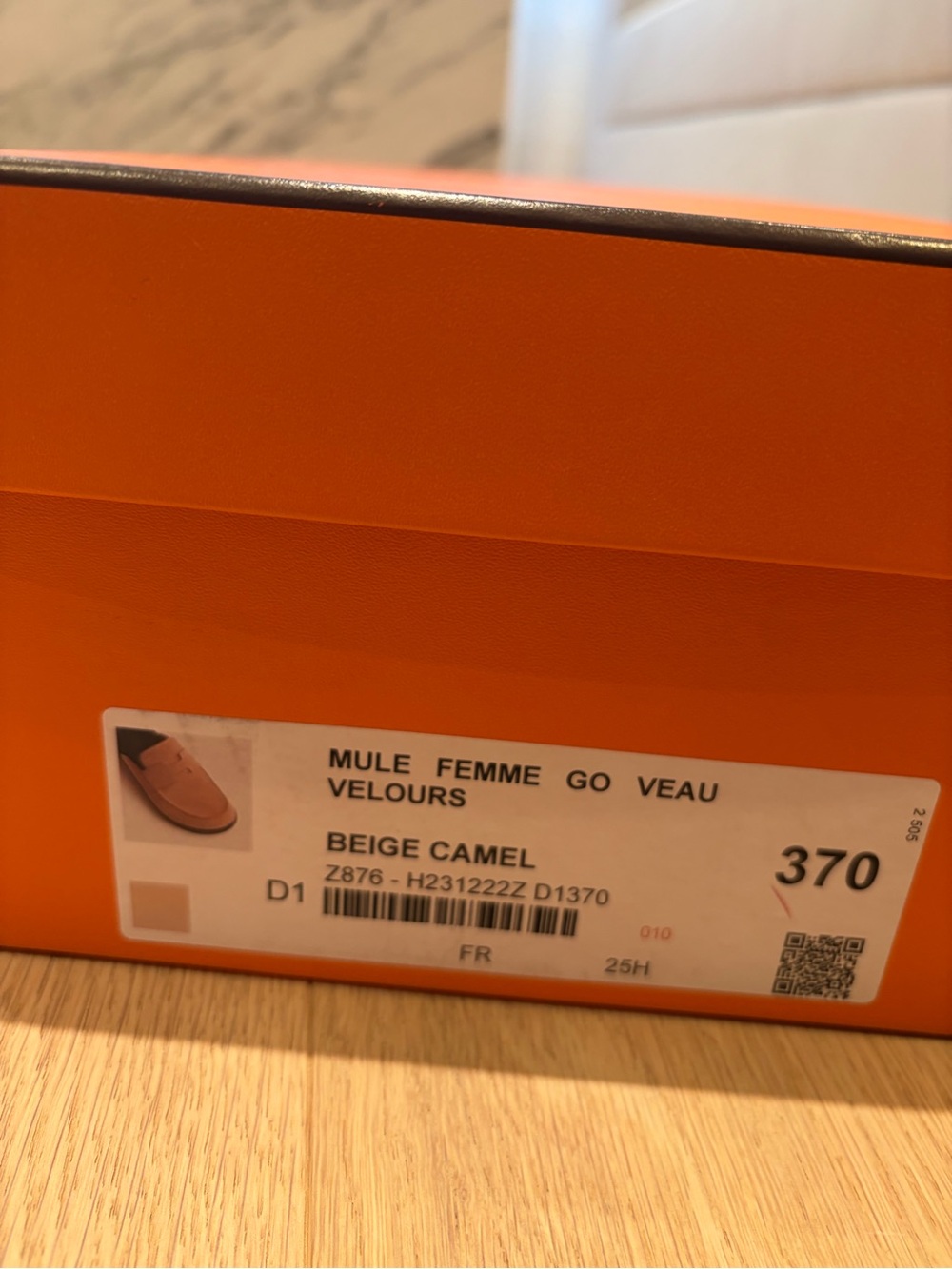 Hermes Beige Camel Mules Femme Go Veau Velours